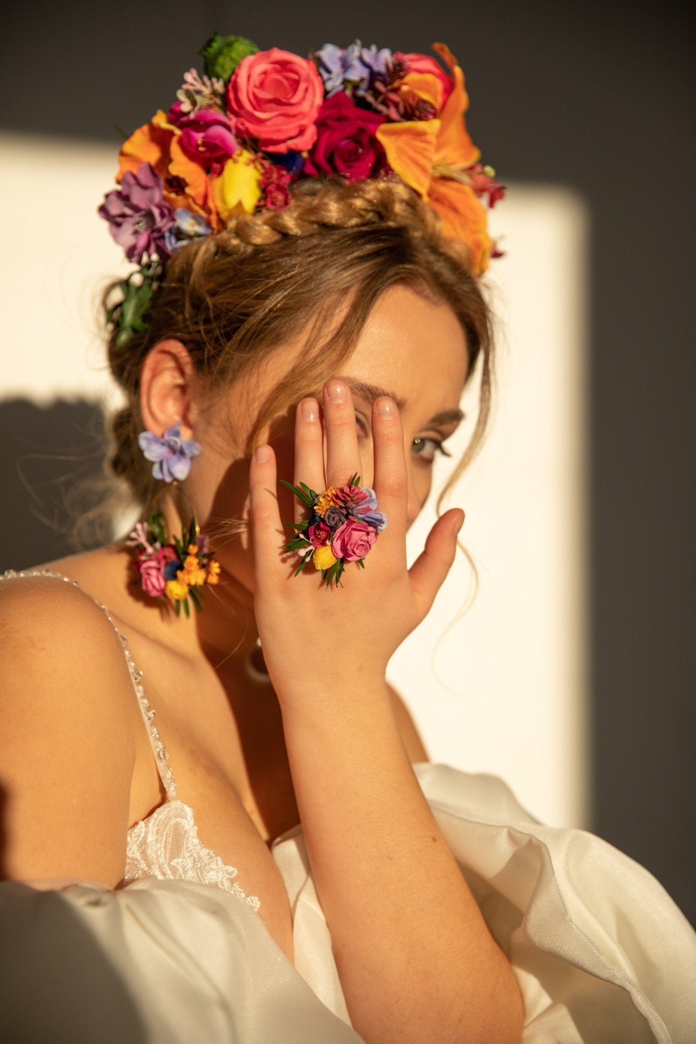 Frida Kahlo Floral Headband | Boho Wedding Hair Accessory | Día de