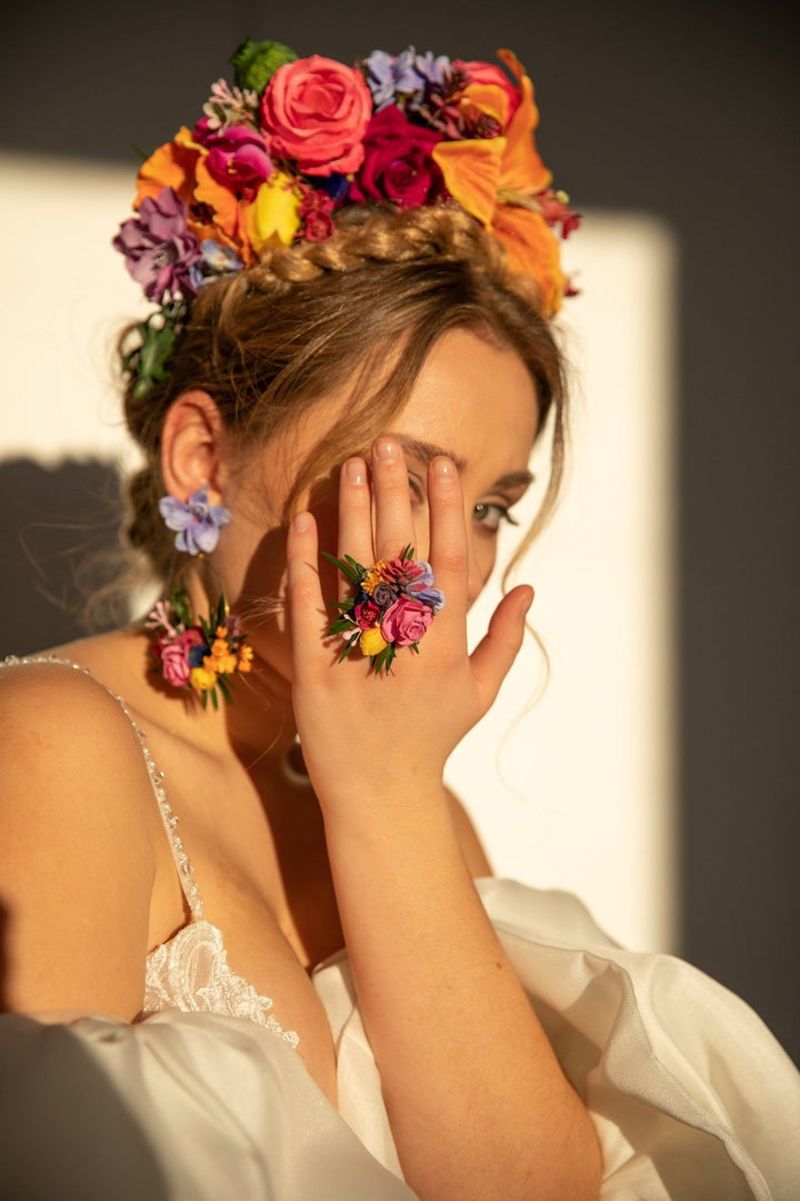 Lily & Rose Flower Headband: Colorful Frida Headpiece – handmade floral hair accessory by magaela