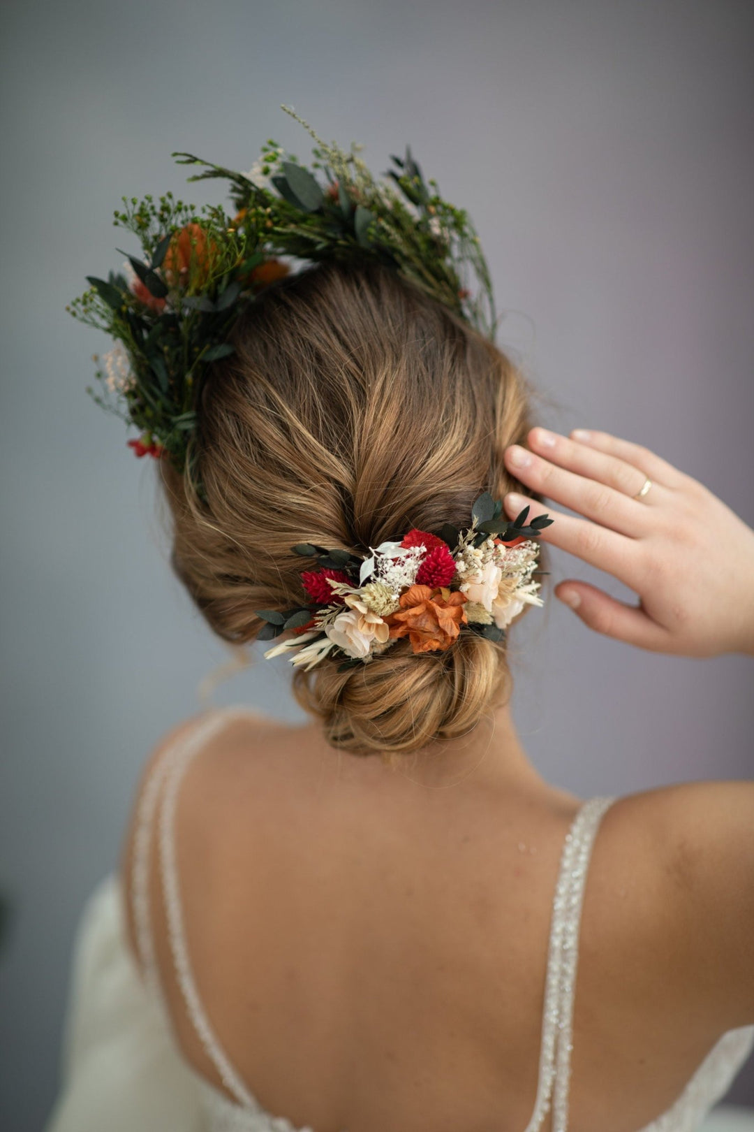 Terracotta Flower Crown: Woodland Wedding, Boho Bridal Headpiece – handmade floral hair accessory by magaela