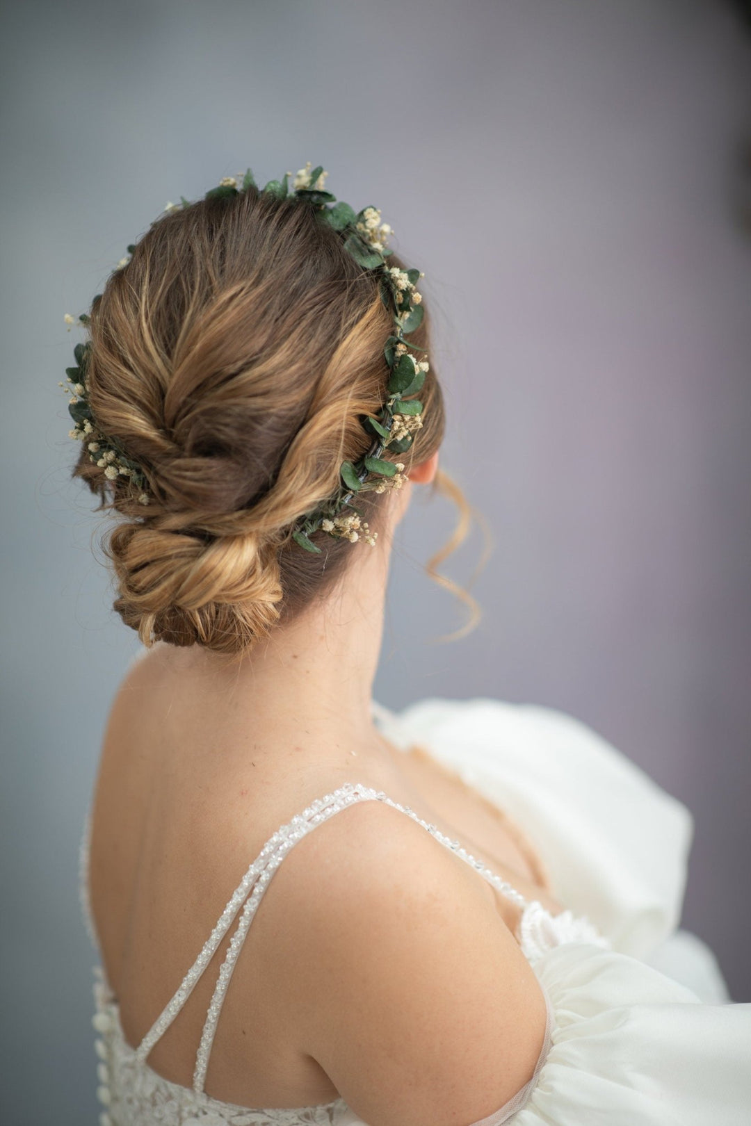 Eucalyptus Bridal Hair Wreath: Greenery Wedding Flower Crown – handmade floral hair accessory by magaela