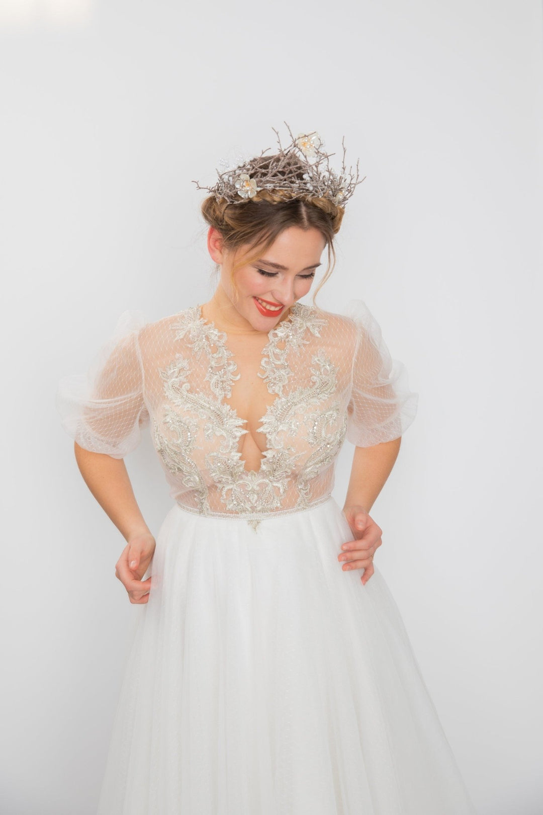 Woodland Bridal Crown: Fairytale Forest Wedding Headpiece – handmade floral hair accessory by magaela