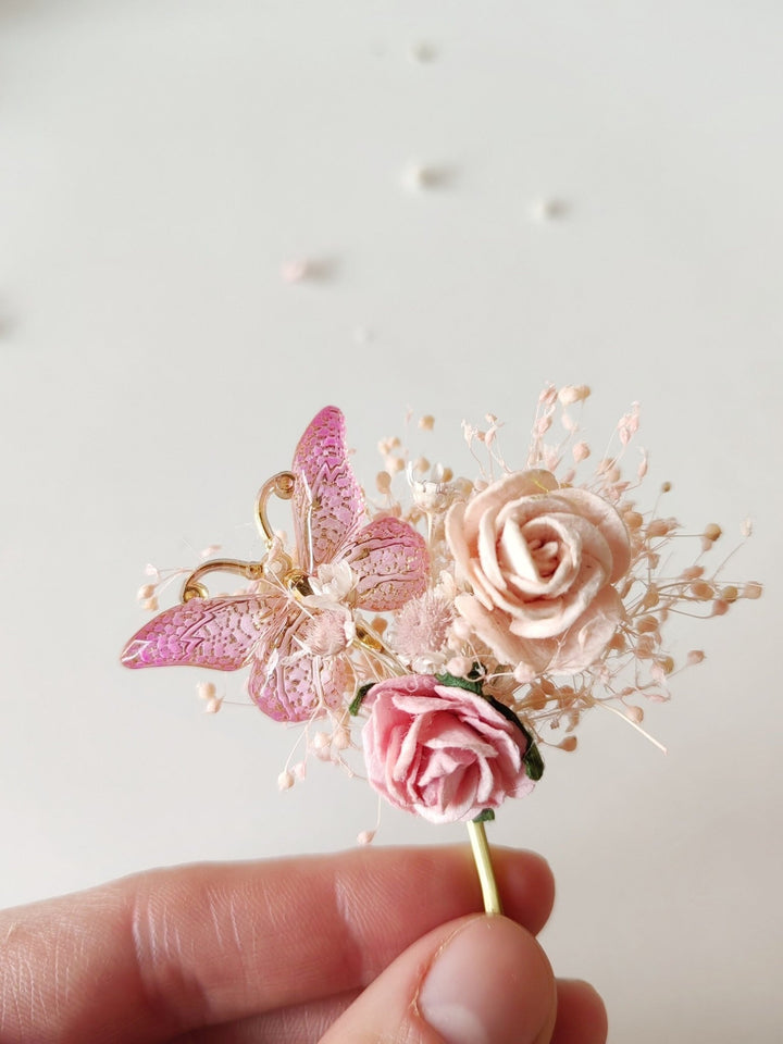 Blush Rose Wedding Hair Pins: Romantic Bridal Headpiece – handmade floral hair accessory by magaela