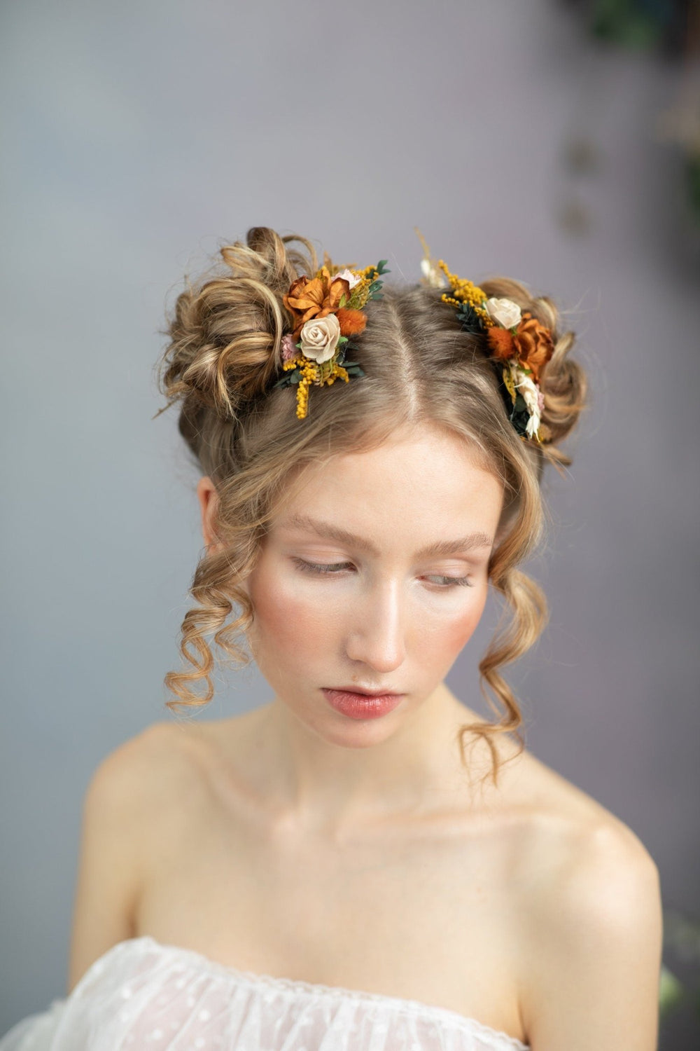 Terracotta Flower Hair Comb: Bohemian Wedding Bridal Hair Accessory – handmade floral hair accessory by magaela