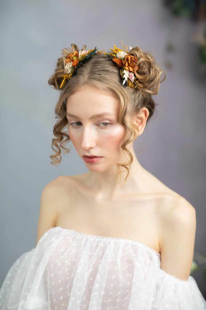 Terracotta Flower Hair Comb: Bohemian Wedding Bridal Hair Accessory – handmade floral hair accessory by magaela