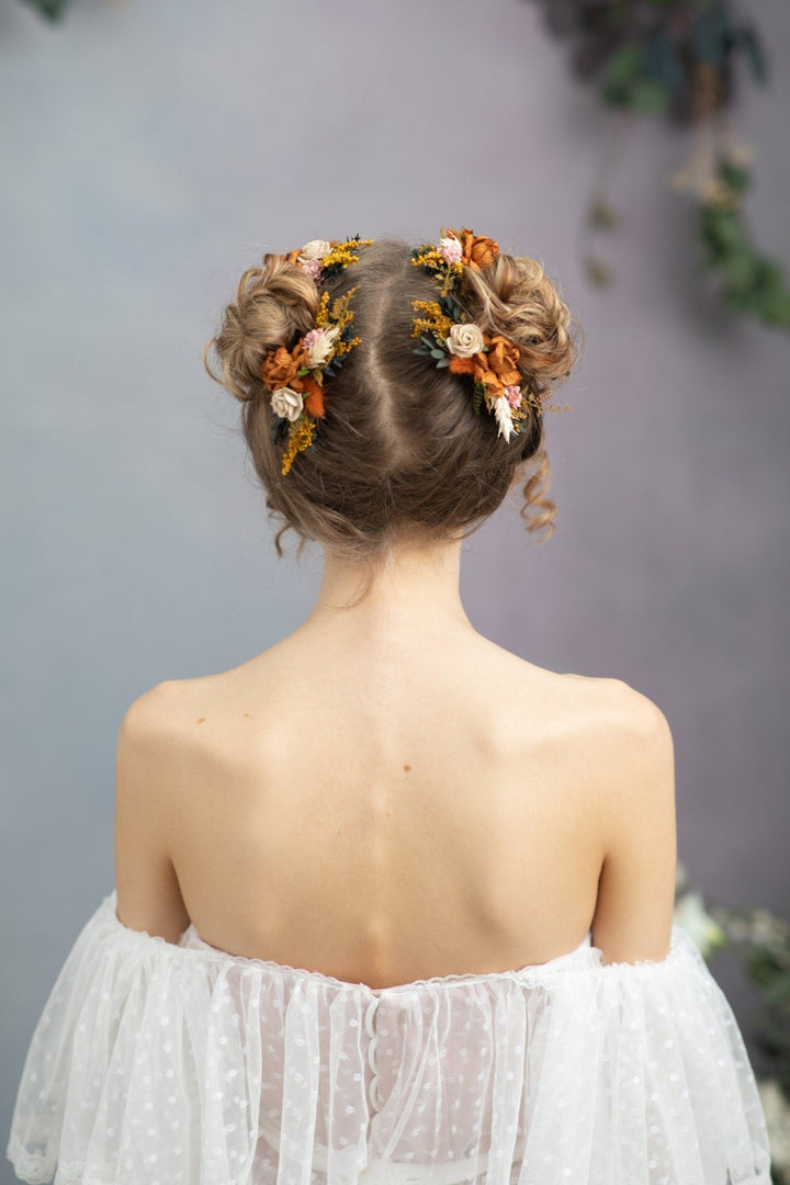 Terracotta Flower Hair Comb: Bohemian Wedding Bridal Hair Accessory – handmade floral hair accessory by magaela