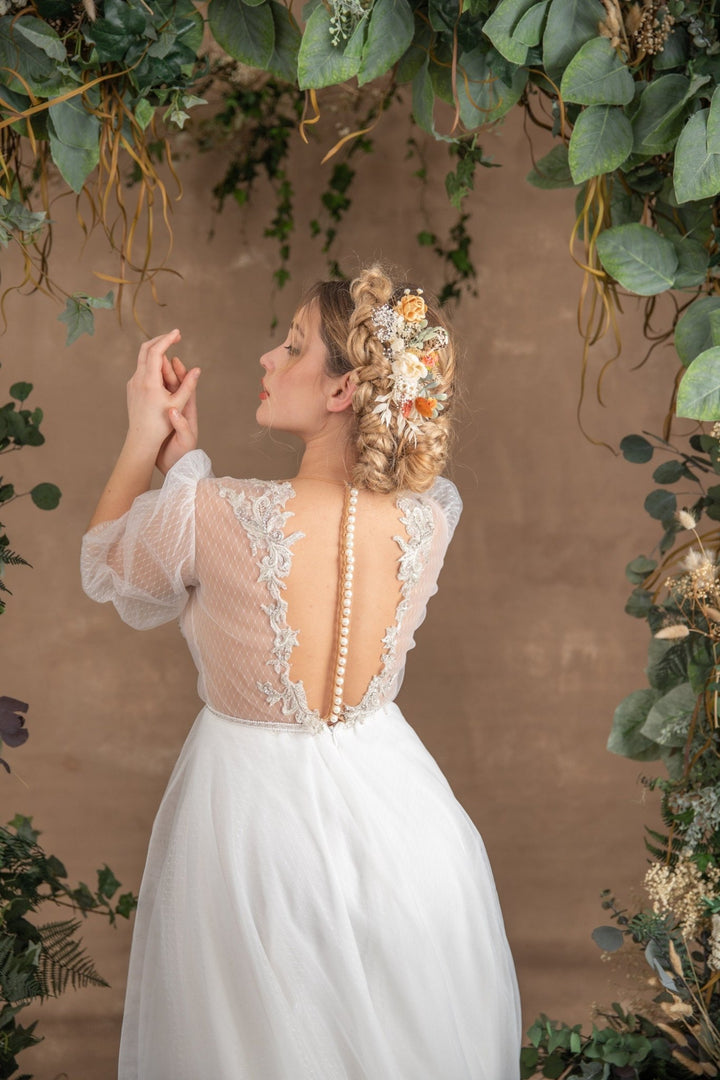 Bohemian Flower Bridal Hair Comb: Rustic Summer Wedding Accessory – handmade floral hair accessory by magaela