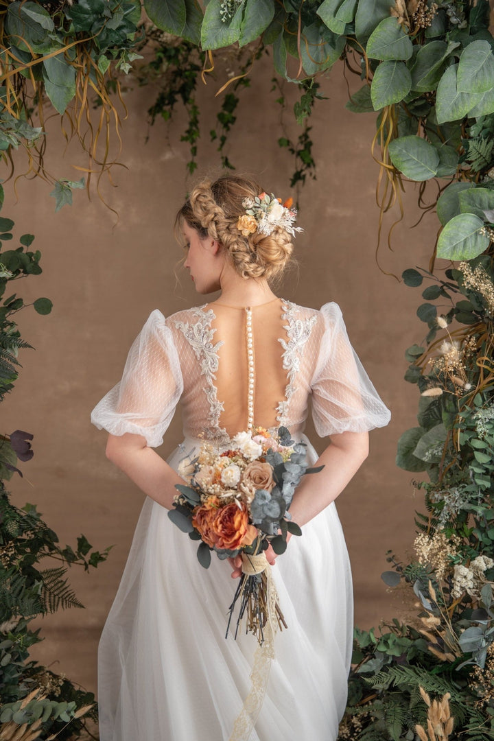 Bohemian Flower Bridal Hair Comb: Rustic Summer Wedding Accessory – handmade floral hair accessory by magaela