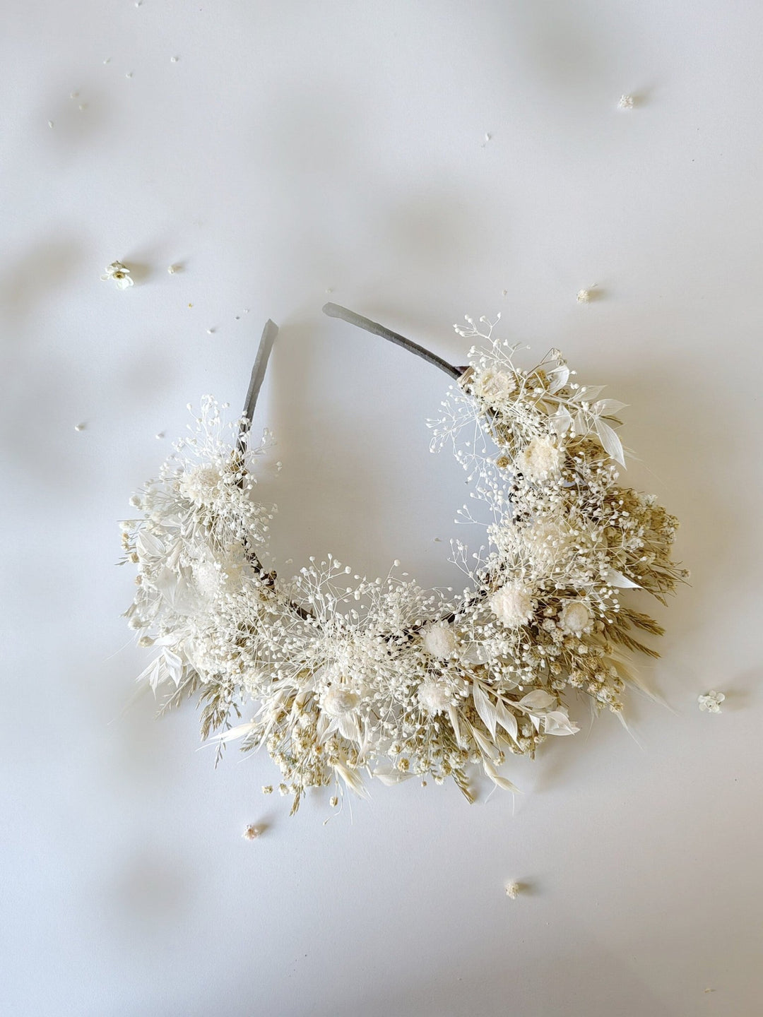 Bohemian Bridal Crown: Cream Preserved Flower Wedding Headpiece – handmade floral hair accessory by magaela