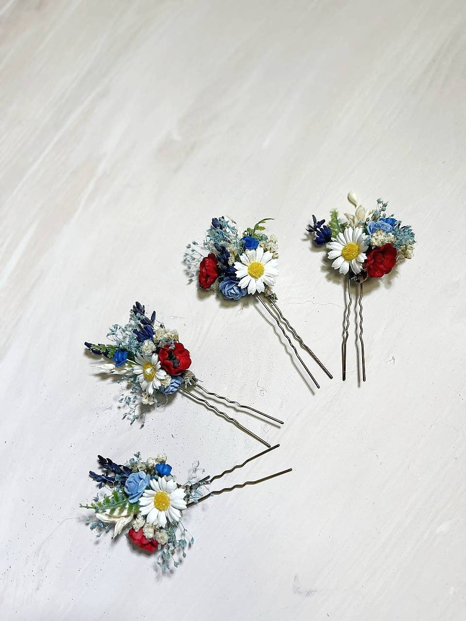 Floral Hair Pins: Folk Meadow Wedding Hair Accessories – handmade floral hair accessory by magaela