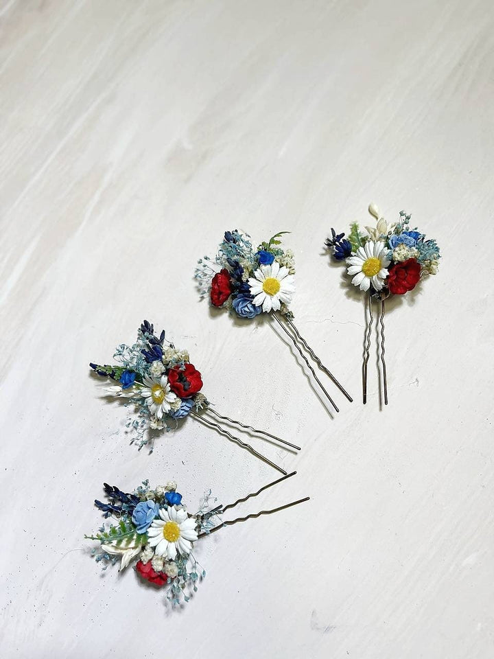 Floral Hair Pins: Folk Meadow Wedding Hair Accessories – handmade floral hair accessory by magaela