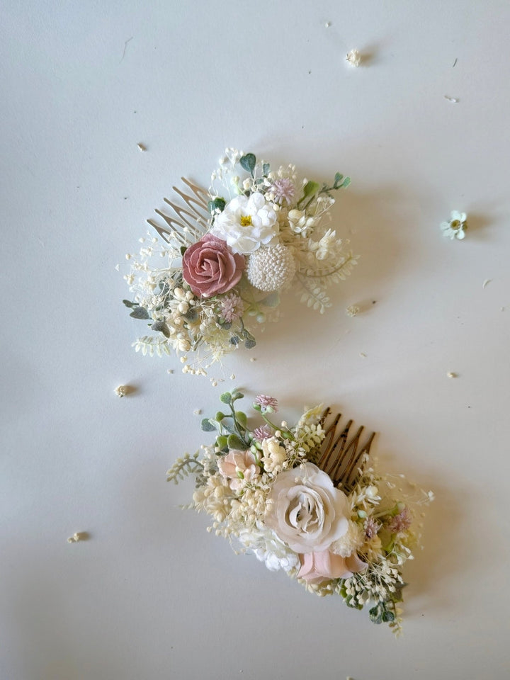 Blush Rose Flower Hair Comb: Romantic Wedding Cottagecore Accessory – handmade floral hair accessory by magaela