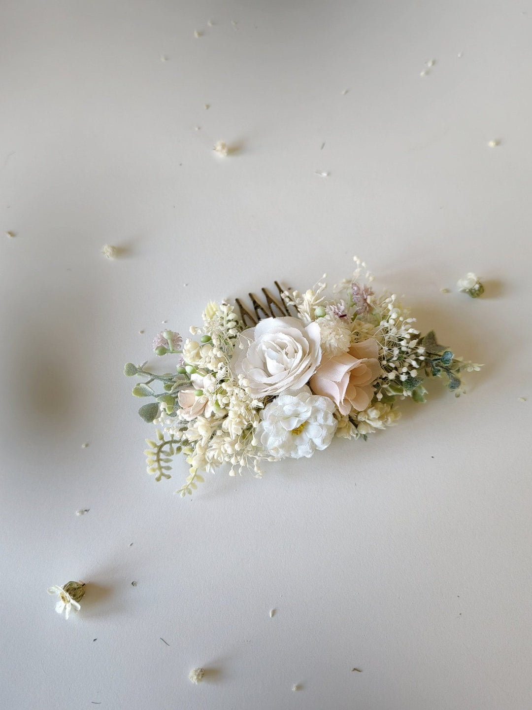 Blush Rose Flower Hair Comb: Romantic Wedding Cottagecore Accessory – handmade floral hair accessory by magaela