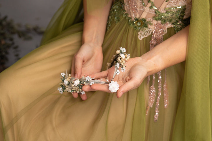 Romantic Wedding Tiara: White Ivory Flower Crown, Renaissance Festival – handmade floral hair accessory by magaela