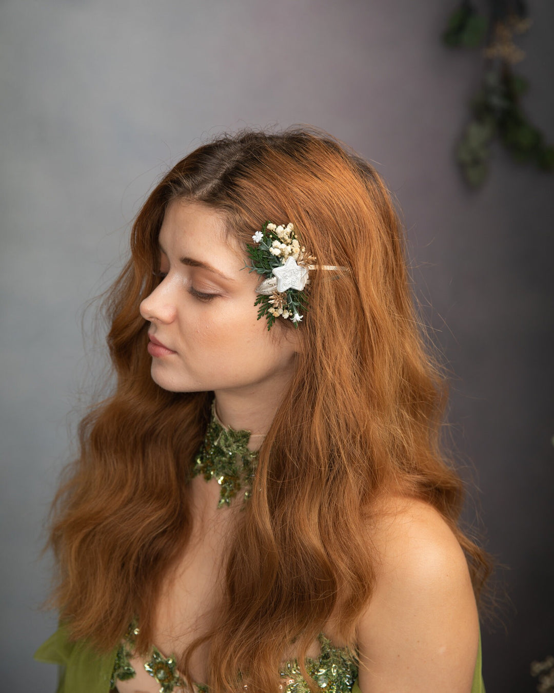 Christmas Star Flower Hair Clip: Winter Gingerbread Accessory – handmade floral hair accessory by magaela