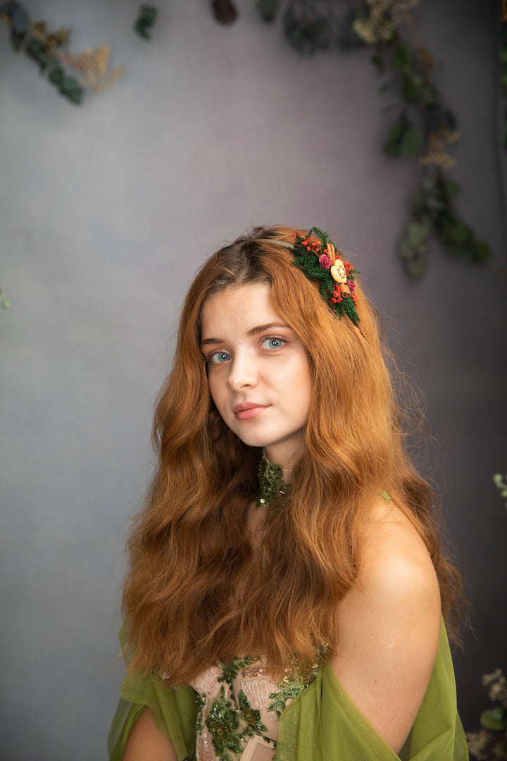 Christmas Flower Headband: Gingerbread Wedding Hair Accessory – handmade floral hair accessory by magaela