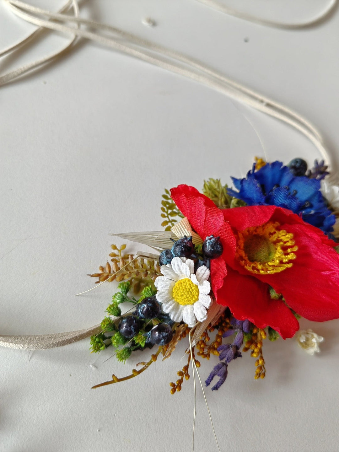 Poppy Flower Wedding Belt: Wildflower Bridal Accessories – handmade floral hair accessory by magaela