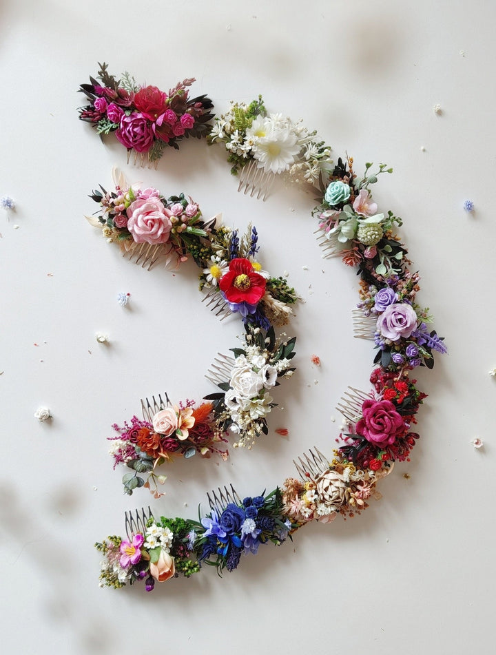 Wildflower Hair Comb: Rustic Wedding Bridal Hair Accessories – handmade floral hair accessory by magaela