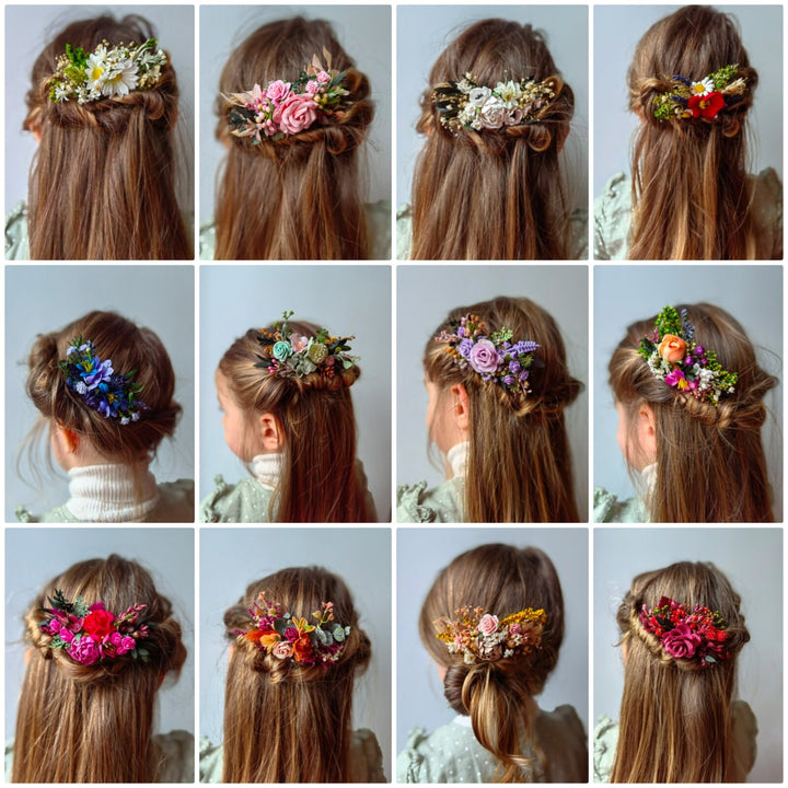 Wildflower Hair Comb: Rustic Wedding Bridal Hair Accessories – handmade floral hair accessory by magaela