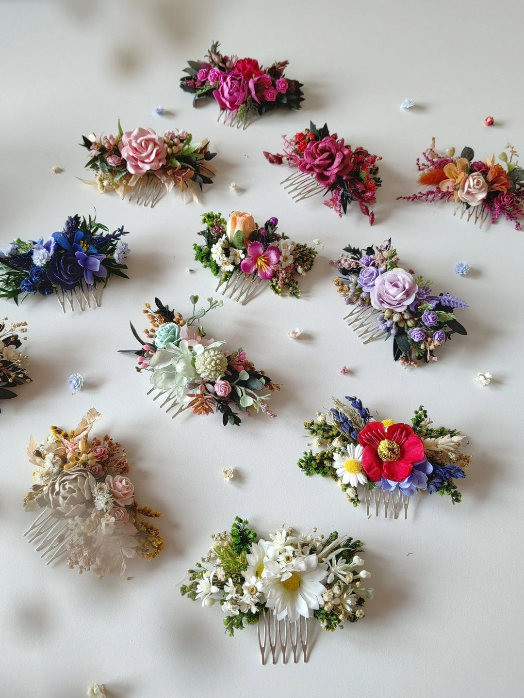 Wildflower Hair Comb: Rustic Wedding Bridal Hair Accessories – handmade floral hair accessory by magaela