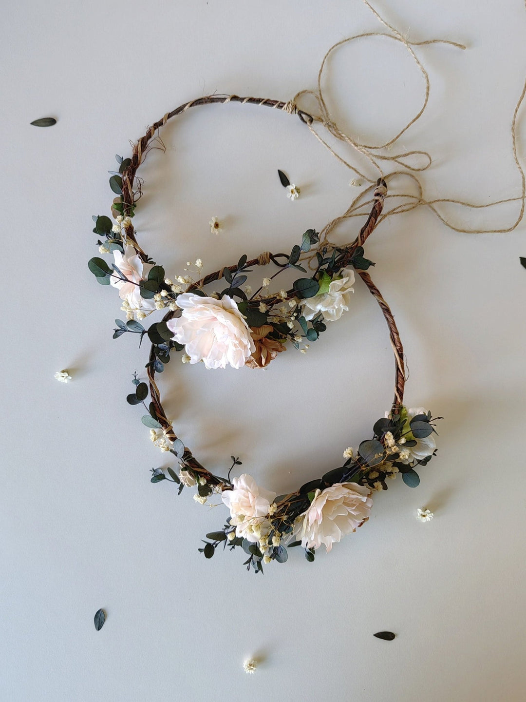 Mom and Daughter Boho Flower Crown Set: Rustic Wedding Hair Wreaths – handmade floral hair accessory by magaela