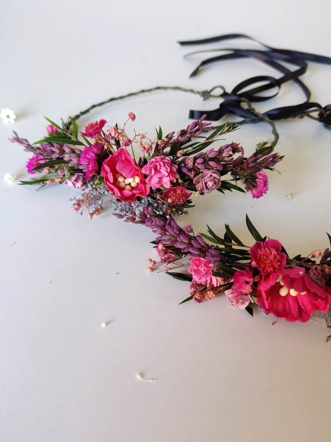 Mother & Daughter Magenta Flower Hair Wreath Set: Matching Floral Crowns – handmade floral hair accessory by magaela
