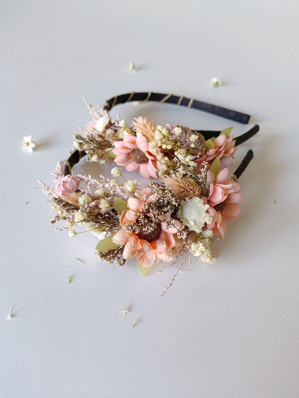 Boho Flower Headband: Peach Bridal Hair Accessory – handmade floral hair accessory by magaela