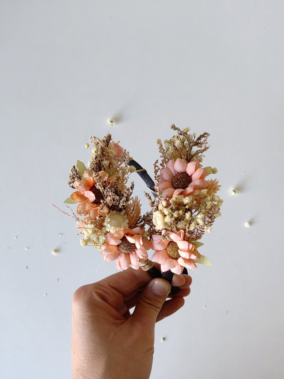 Boho Flower Headband: Peach Bridal Hair Accessory – handmade floral hair accessory by magaela
