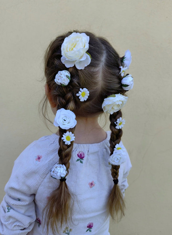 Boho Flower Hairpins: Rose & Peony Bridal Hair Accessories (Set of 13) – handmade floral hair accessory by magaela