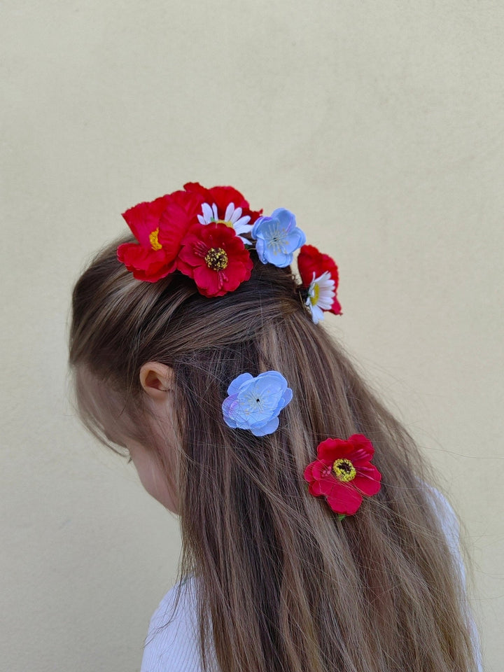 Meadow Flower Hairpins: Poppy & Wildflower Bridal Hair Accessories – handmade floral hair accessory by magaela
