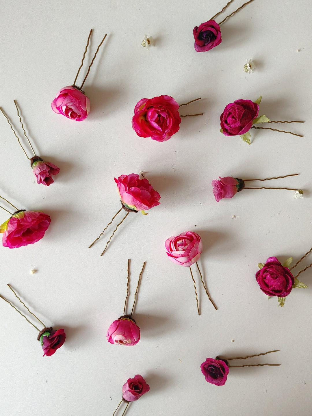 Magenta Peony Hair Pins: Bridal Flower Hairpiece Set – handmade floral hair accessory by magaela