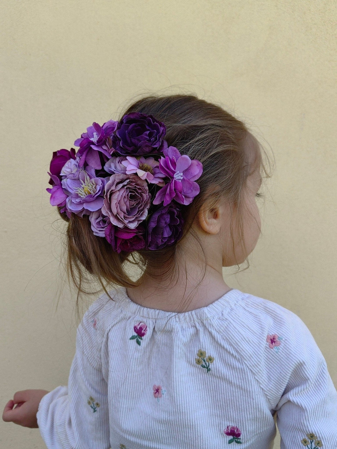 Purple Flower Hairpins: Boho Wedding Hair Accessory Set – handmade floral hair accessory by magaela