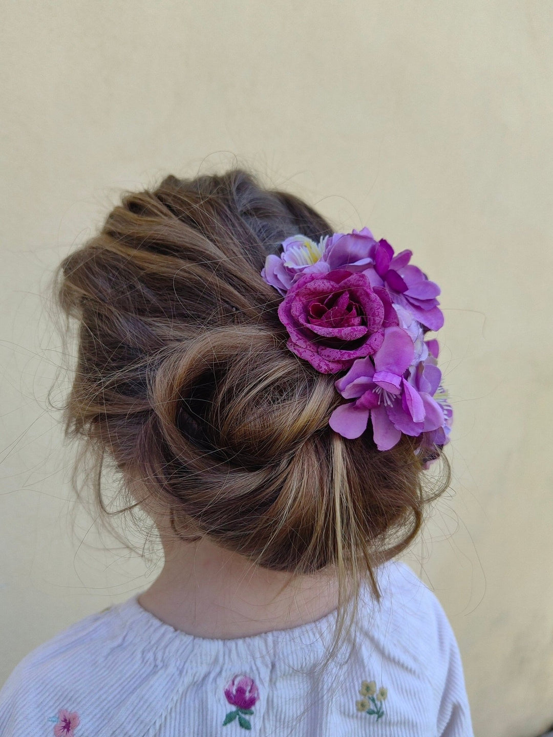 Purple Flower Hairpins: Boho Wedding Hair Accessory Set – handmade floral hair accessory by magaela