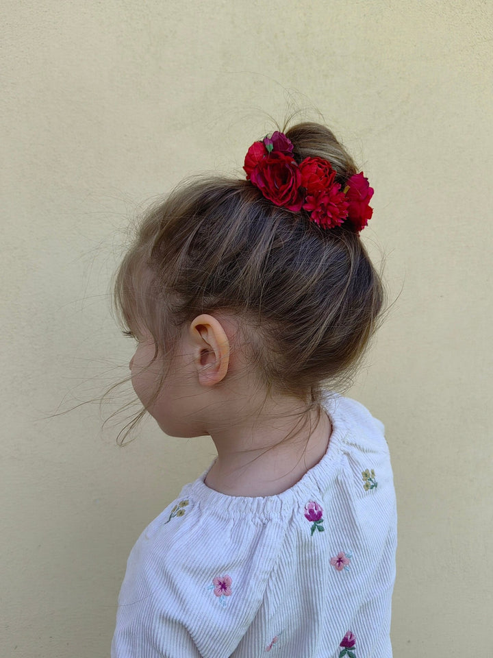 Red Burgundy Flower Hair Pins: Autumn Wedding Bridal Hair Accessories – handmade floral hair accessory by magaela