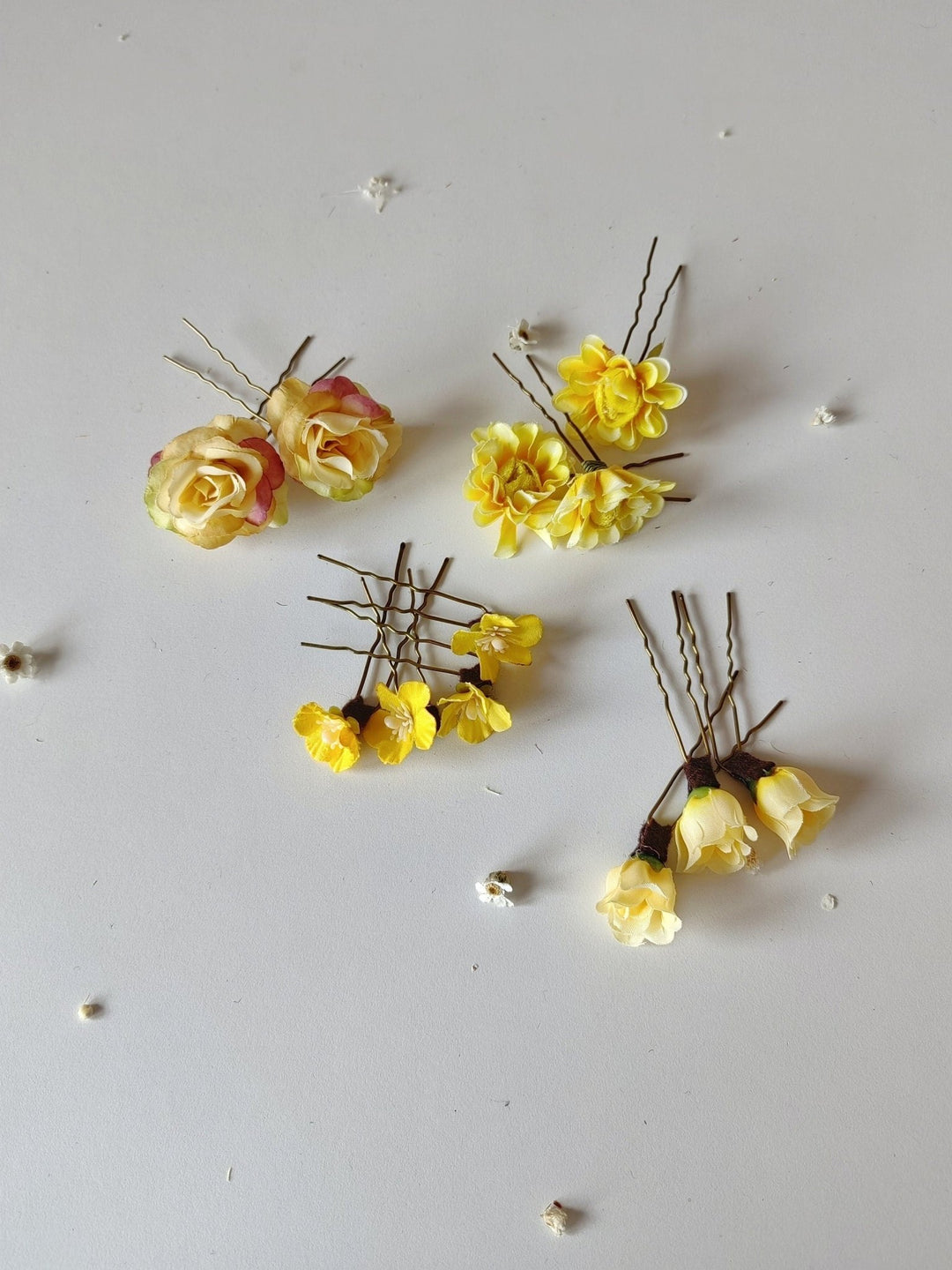 Yellow Flower Hair Pins: Spring Wedding Bridal Hair Accessories – handmade floral hair accessory by magaela