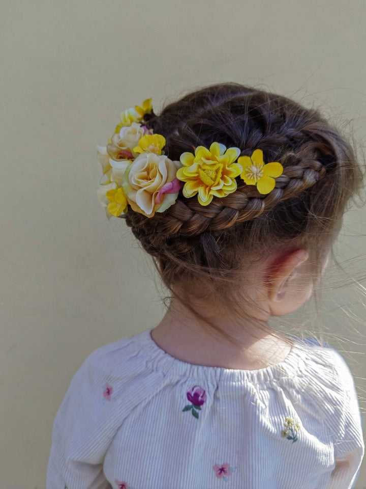 Yellow Flower Hair Pins: Spring Wedding Bridal Hair Accessories – handmade floral hair accessory by magaela