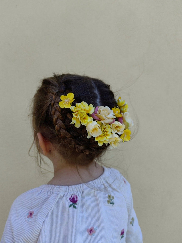 Yellow Flower Hair Pins: Spring Wedding Bridal Hair Accessories – handmade floral hair accessory by magaela
