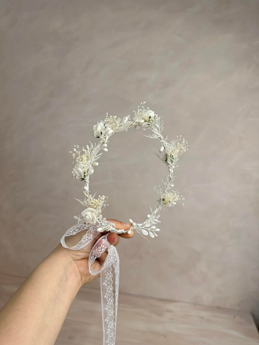 White Rose Communion Wreath: Flower Crown for Girls – handmade floral hair accessory by magaela