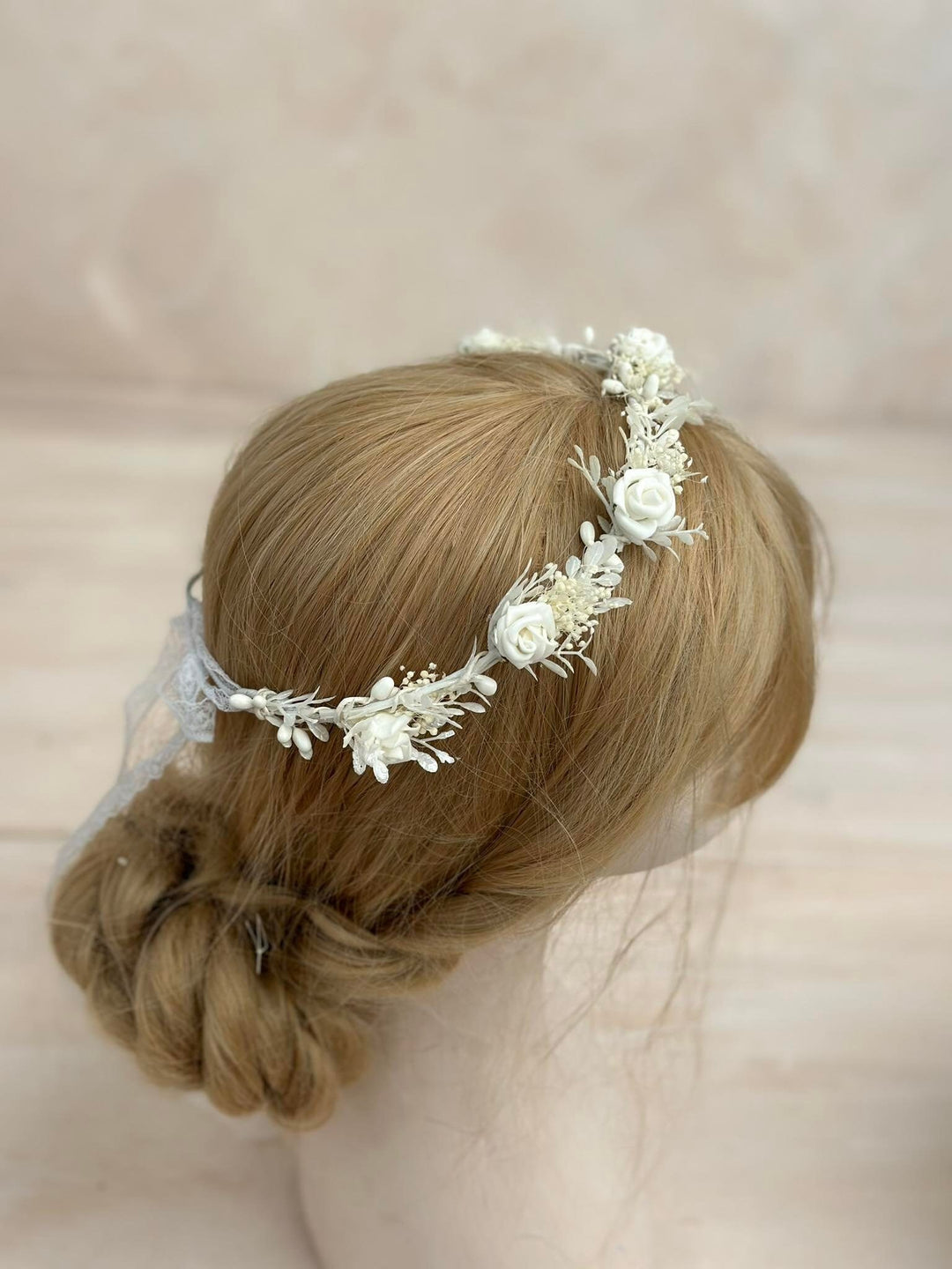 White Rose Communion Wreath: Flower Crown for Girls – handmade floral hair accessory by magaela