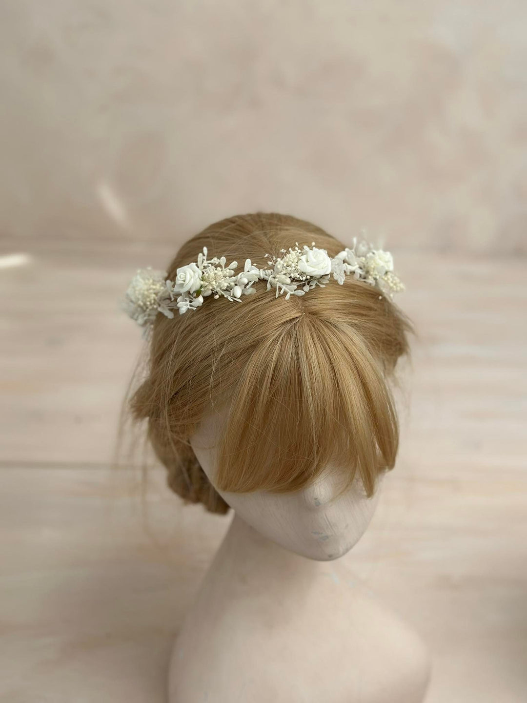White Rose Communion Wreath: Flower Crown for Girls – handmade floral hair accessory by magaela