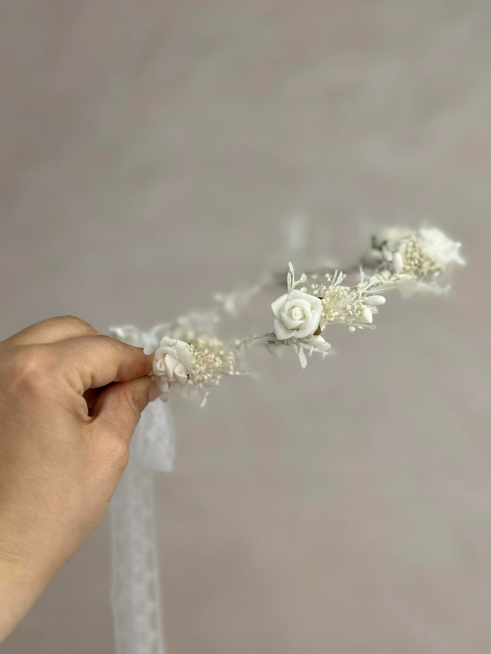 White Rose Communion Wreath: Flower Crown for Girls – handmade floral hair accessory by magaela