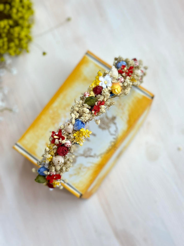 Folk Flower Headband: Slavic Wedding Hair Jewelry with Baby's Breath – handmade floral hair accessory by magaela