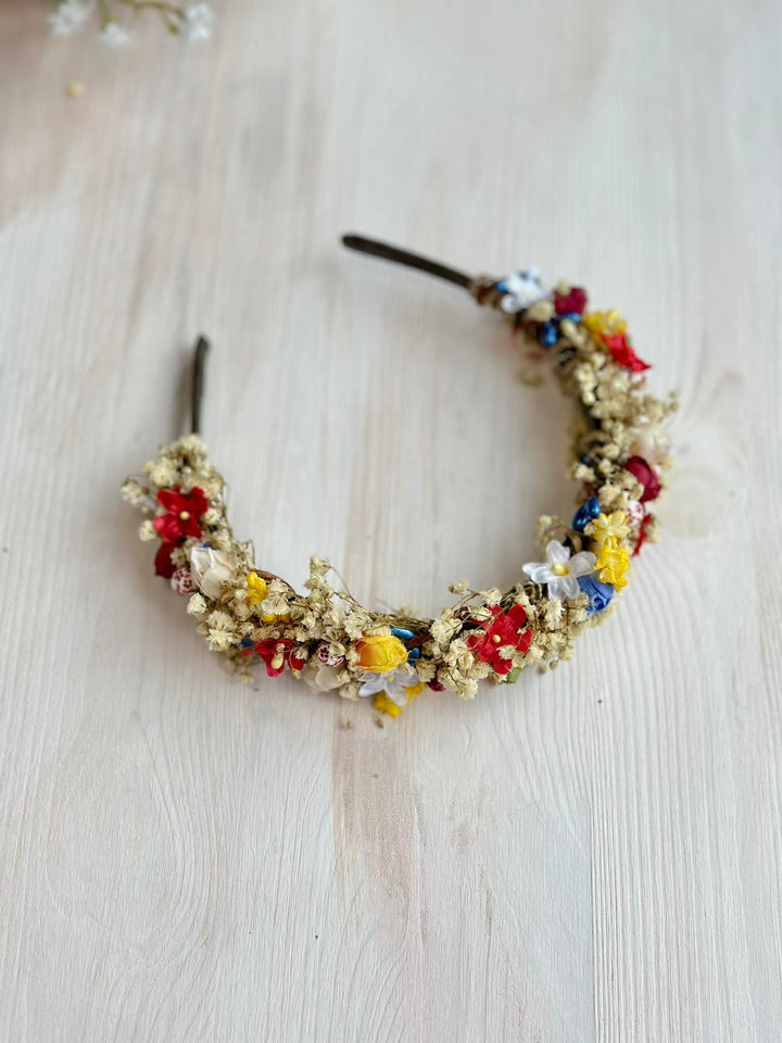 Folk Flower Headband: Slavic Wedding Hair Jewelry with Baby's Breath – handmade floral hair accessory by magaela