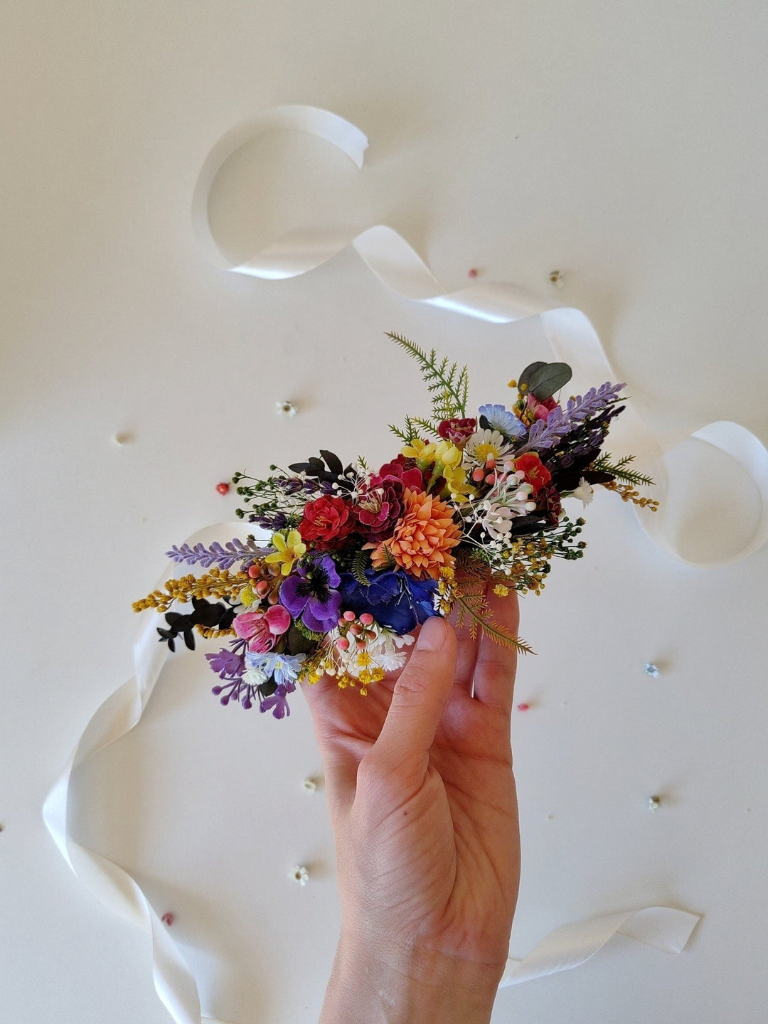 Wildflower Bridal Belt: Colorful Summer Wedding Sash – handmade floral hair accessory by magaela