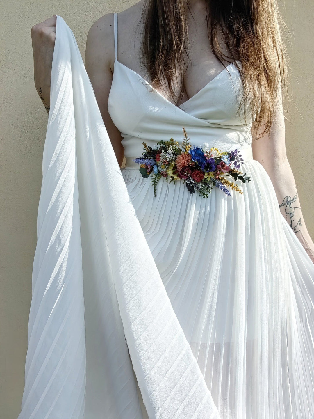 Wildflower Bridal Belt: Colorful Summer Wedding Sash – handmade floral hair accessory by magaela