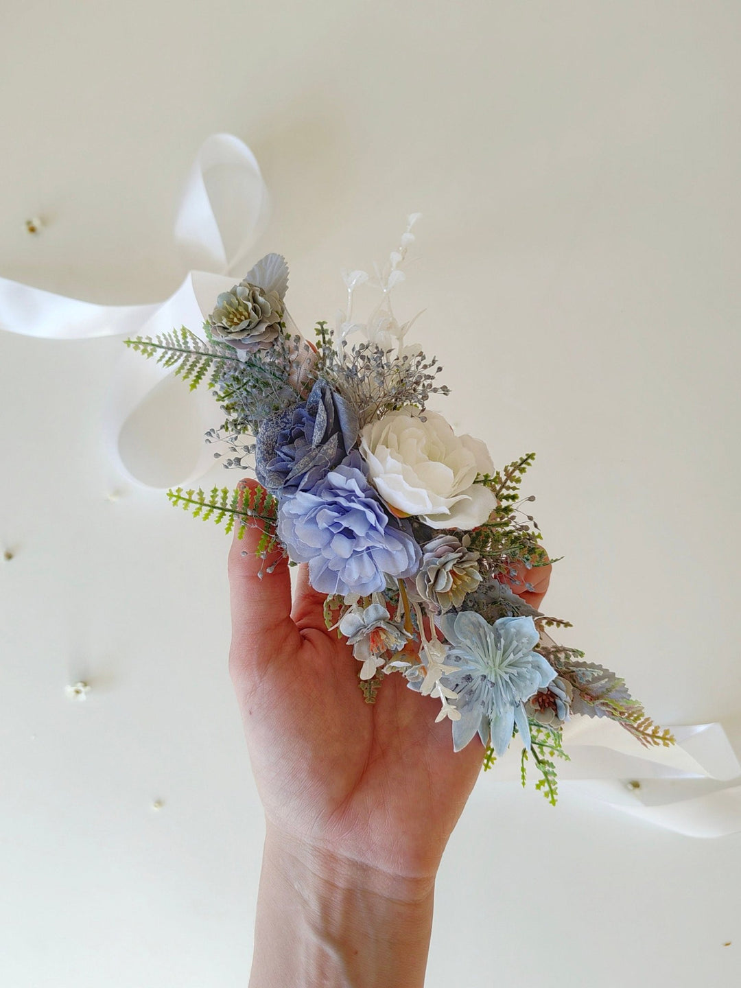 Blue Flower Bridal Belt: Romantic Rustic Wedding Dress Accessory – handmade floral hair accessory by magaela