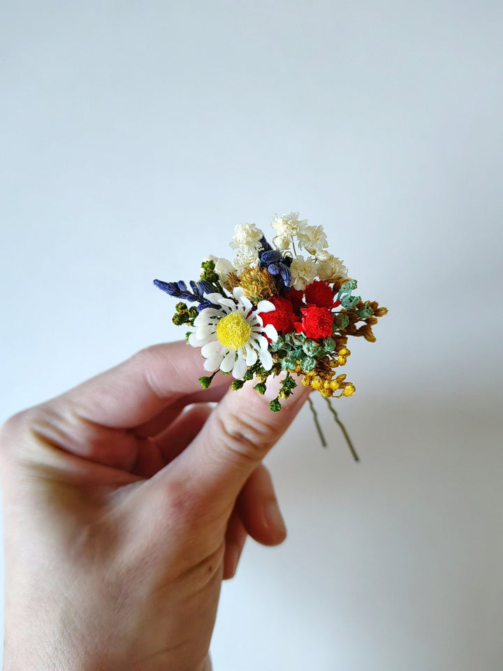Floral Hair Pins: Folk Meadow Wedding Accessories – handmade floral hair accessory by magaela
