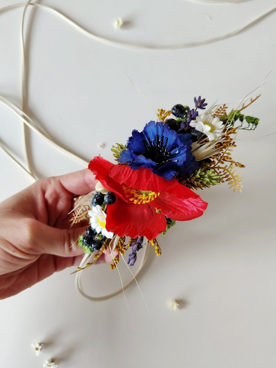 Poppy Flower Wedding Belt: Wildflower Bridal Accessories – handmade floral hair accessory by magaela