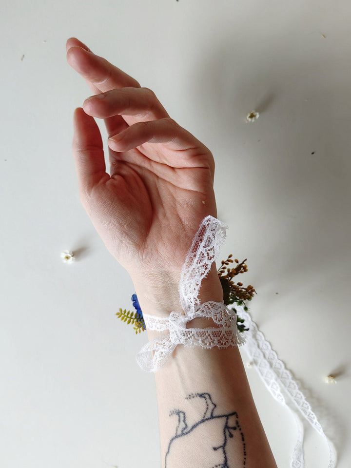 Meadow Flower Wedding Wrist Corsage: Forget - Me - Nots & Poppy – handmade floral hair accessory by magaela