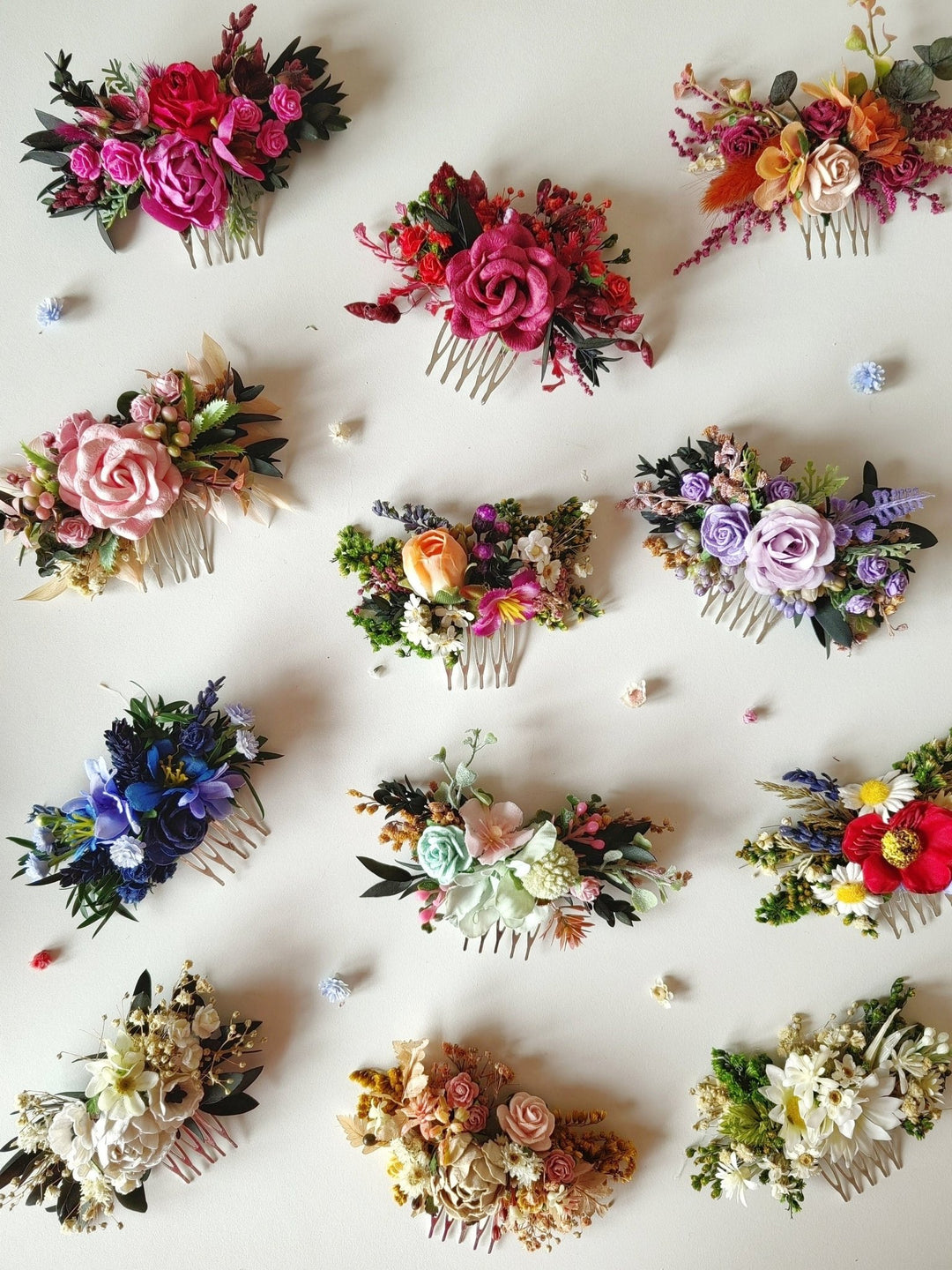 Wildflower Hair Comb: Rustic Wedding Bridal Hair Accessories – handmade floral hair accessory by magaela