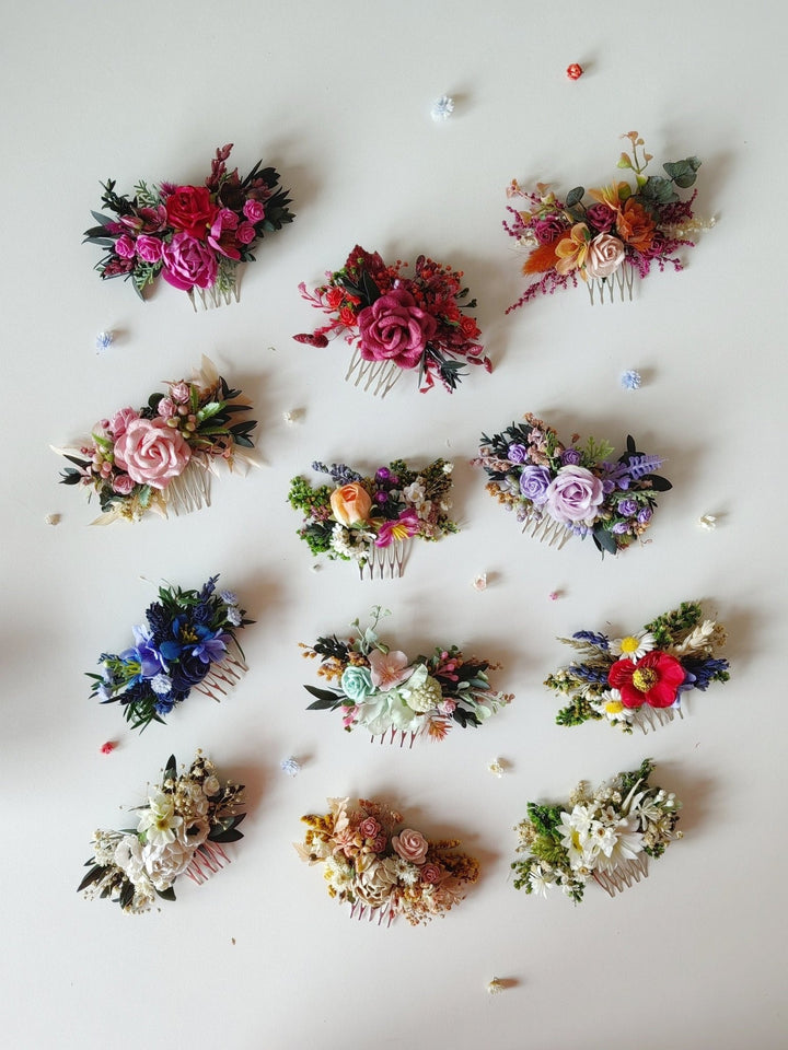 Wildflower Hair Comb: Rustic Wedding Bridal Hair Accessories – handmade floral hair accessory by magaela